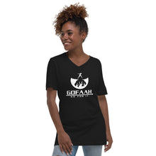 Load image into Gallery viewer, GOFAAH White Logo - Black Unisex Short Sleeve V-Neck T-Shirt