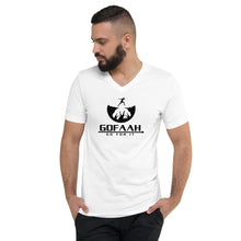 Load image into Gallery viewer, GOFAAH Black Logo White Unisex Short Sleeve V-Neck T-Shirt