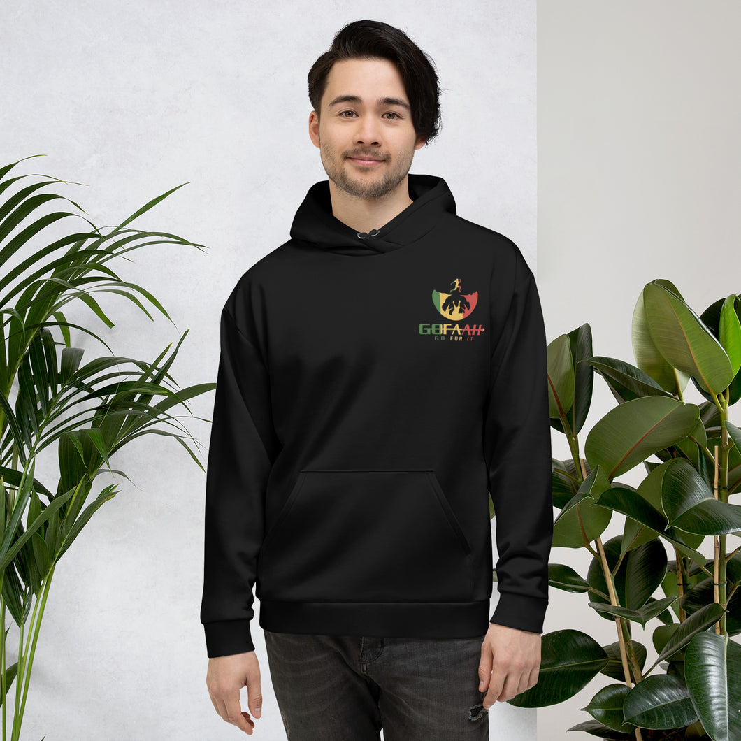GOFAAH Black RASTA Color Logo Unisex Hoodie