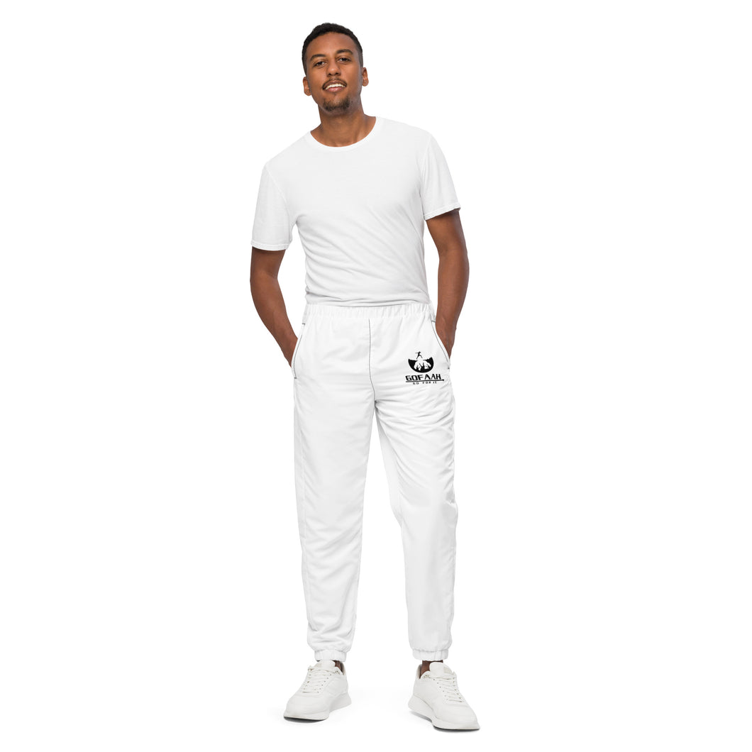 GOFAAH White with Black Logo Unisex track pants