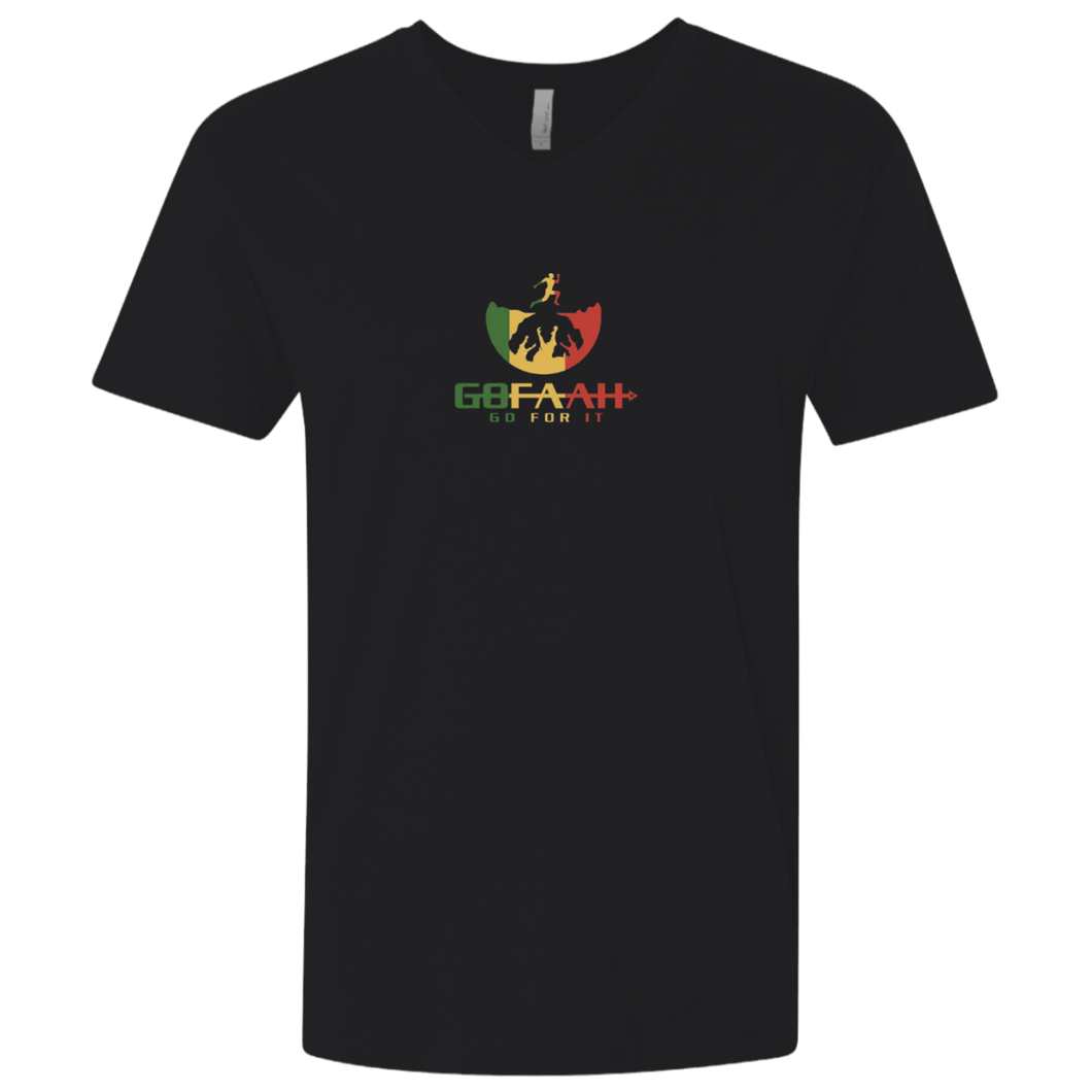 GOFAAH RASTA FULL LOGO Men's Premium Fitted SS V-Neck