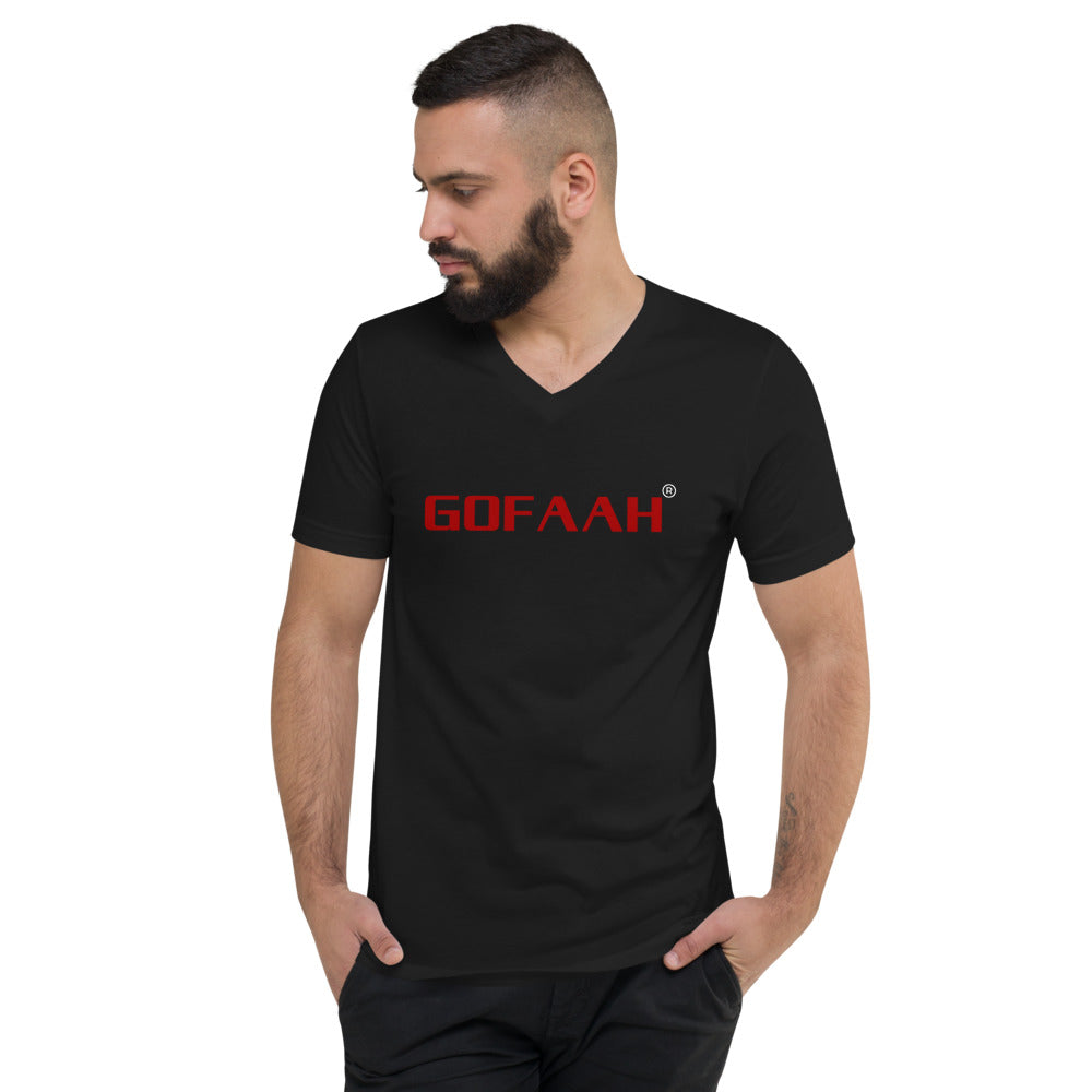 GOFAAH Word Logo Short Sleeve V-Neck T-Shirt
